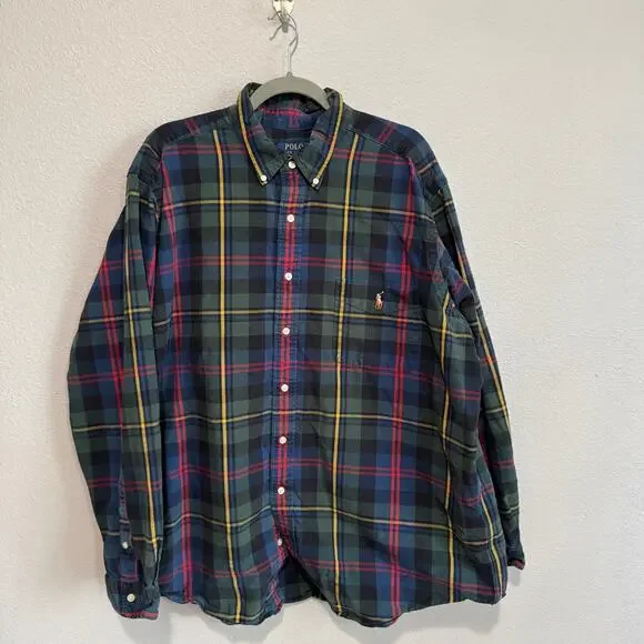 Polo Ralph Lauren Plaid Button Down Shirt 2XB Big Tall Classic Fit - Picture 2 of 7